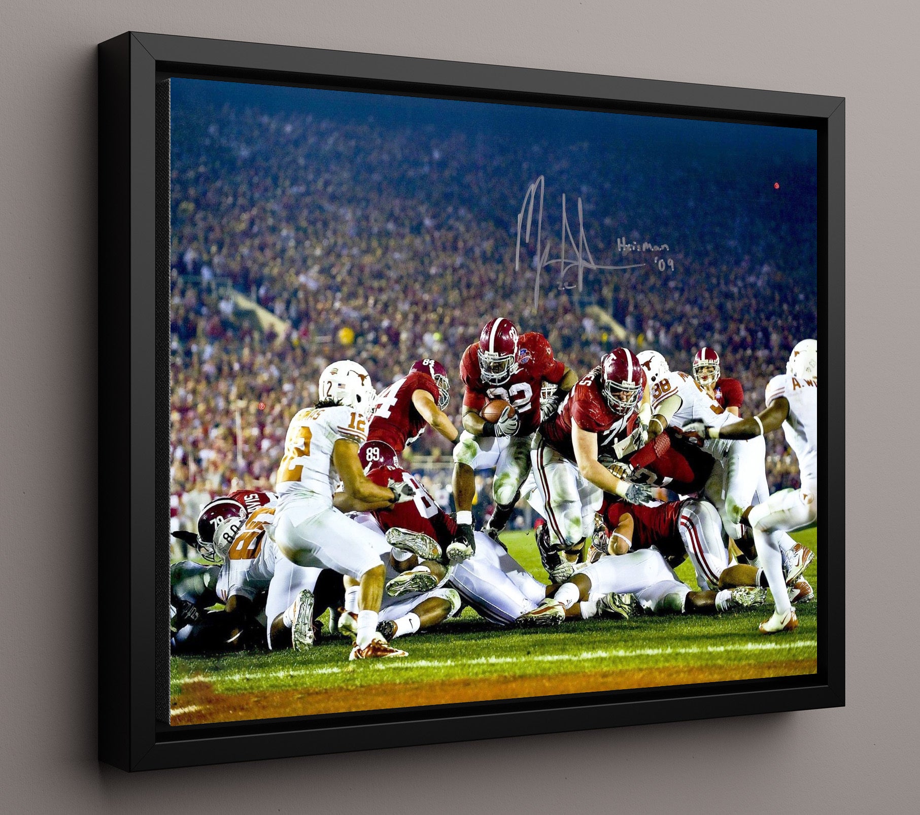 Alabama Football - Mark Ingram Goal Line Touchdown Drive 8x10 Framed Canvas college football wall art