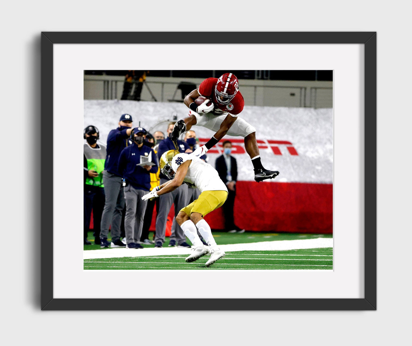 Alabama Football - Najee Harris Hurdle Run vs Defender 8x10 Gallery Frame college football wall art