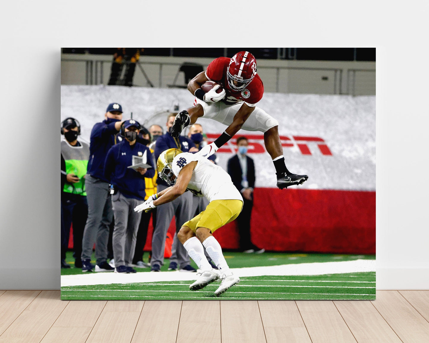 Alabama Football - Najee Harris Hurdle Run vs Defender 8x10 Unframed Print college football wall art