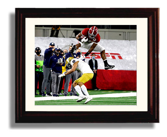 Alabama Football - Najee Harris Hurdle Run vs Defender 8x10 Beveled Frame college football wall art