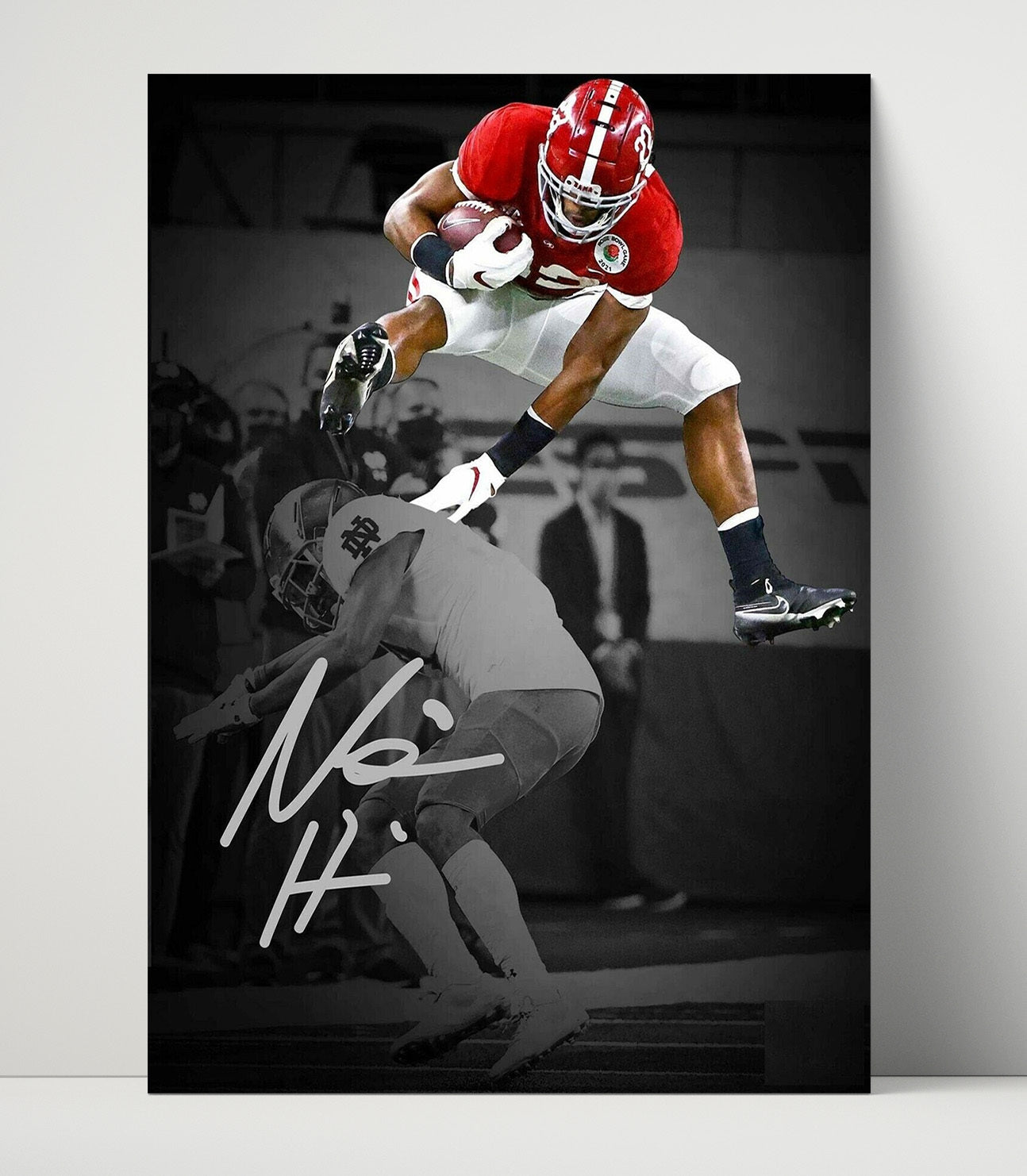 Alabama Football Najee Harris Leap Air Tide College Football Wall Art 16x20 Unframed Print wall art print – College Football decor