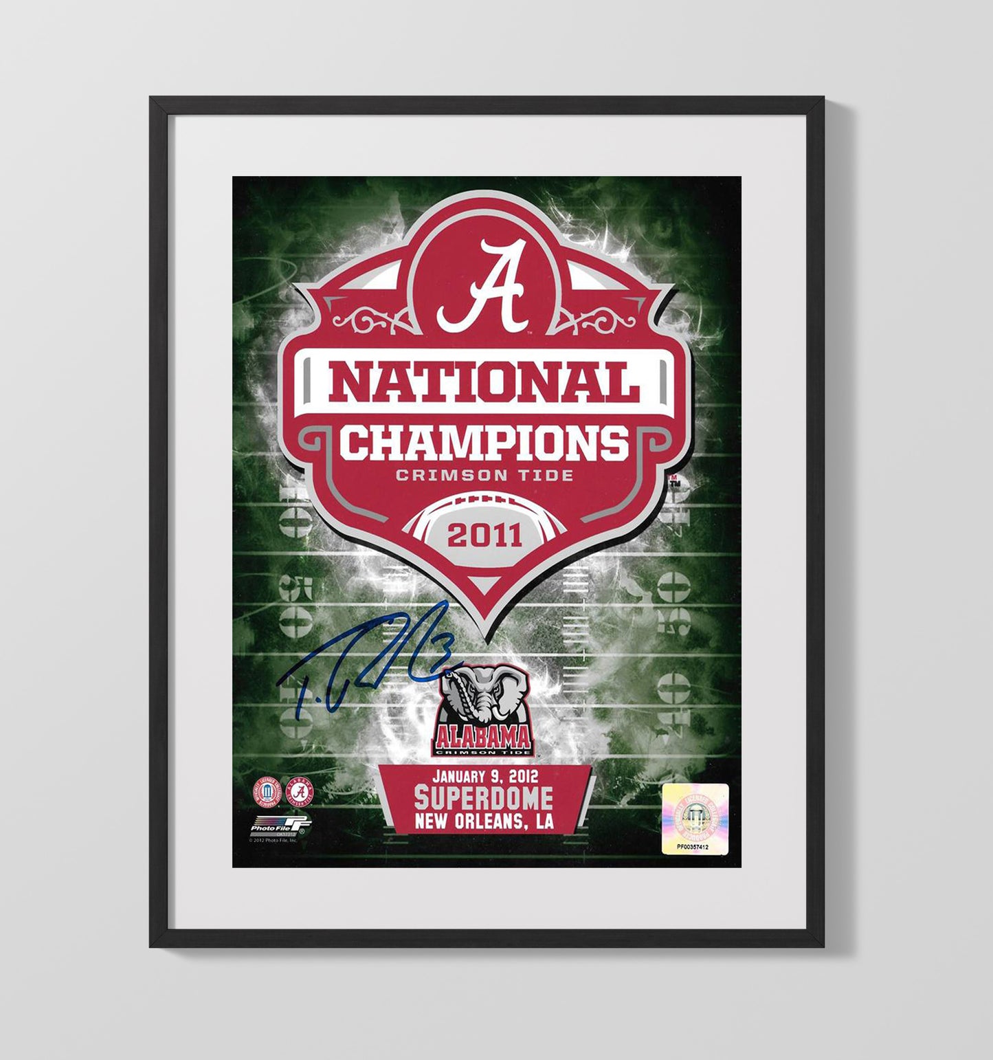 Alabama Football National Champions Superdome Title Logo 2011 College Football Wall Art 16x20 Gallery Frame wall art print – College Football decor