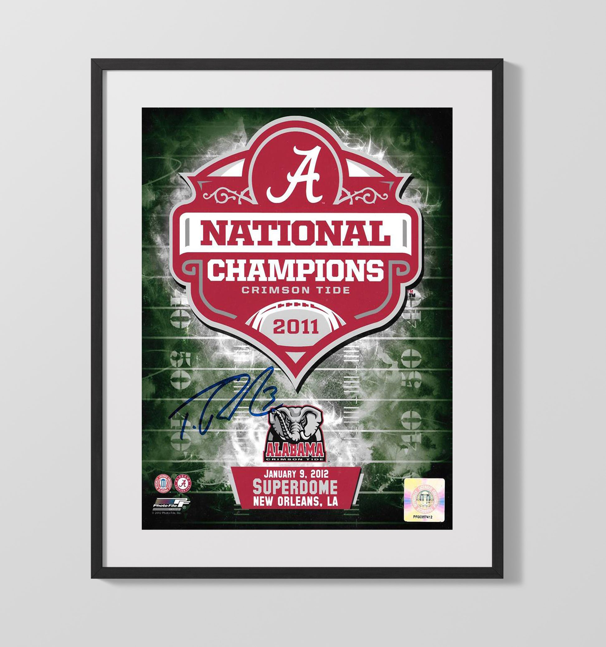 Alabama Football National Champions Superdome Title Logo 2011 College Football Wall Art 16x20 Gallery Frame wall art print – College Football decor