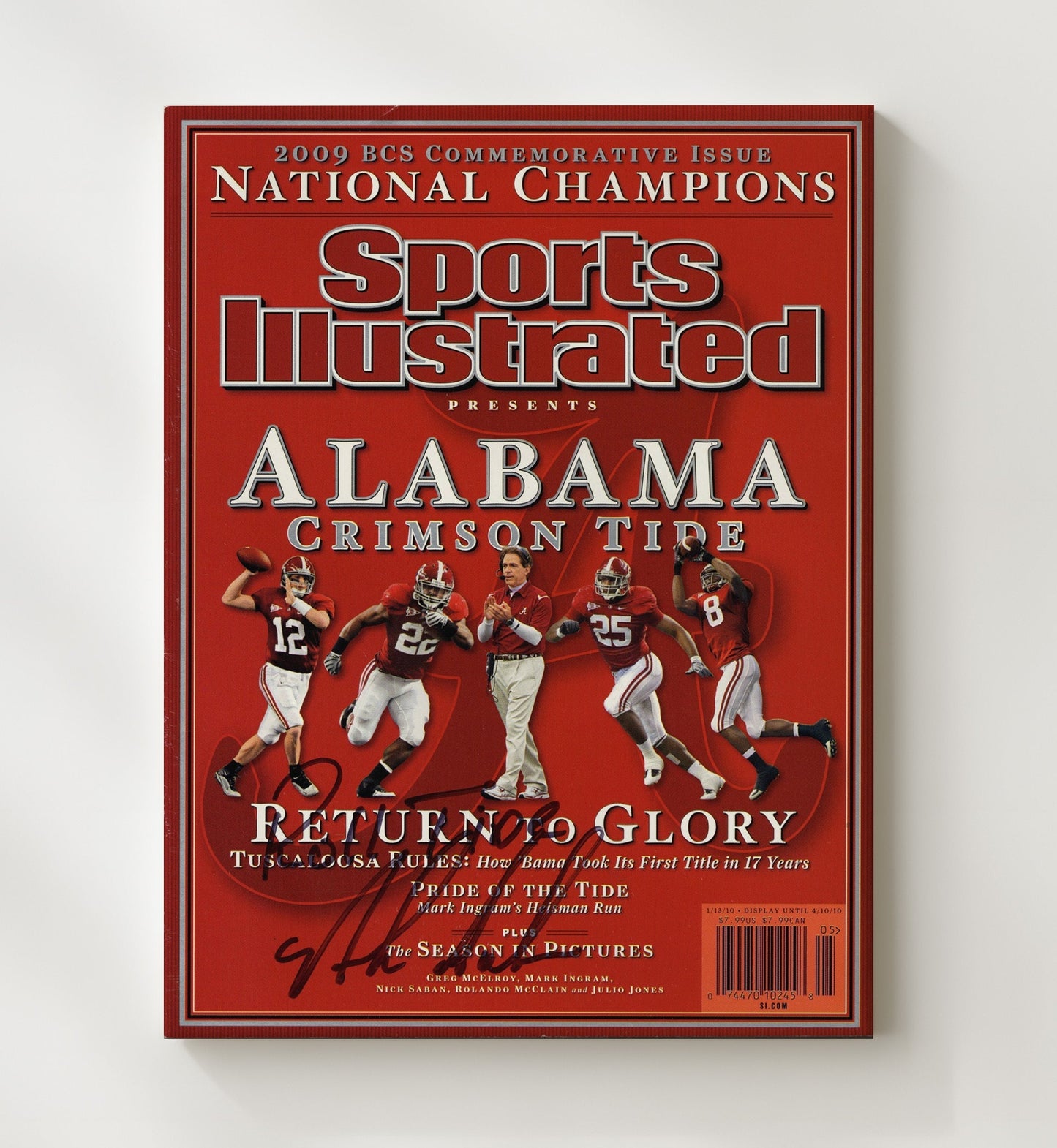 Alabama Football - Nick Saban - Return to Glory 2009 8x10 Canvas college football wall art