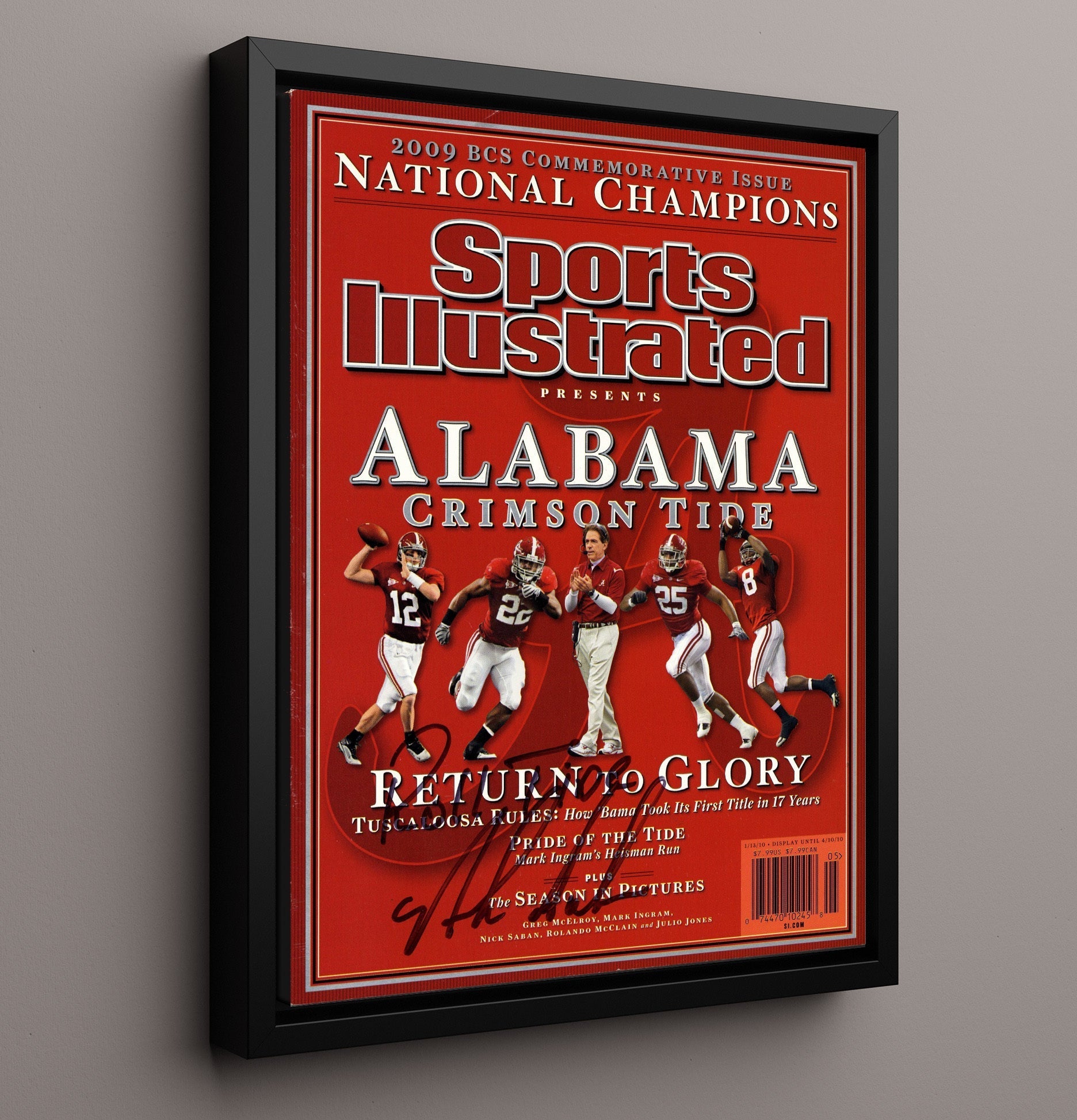 Alabama Football - Nick Saban - Return to Glory 2009 8x10 Framed Canvas college football wall art