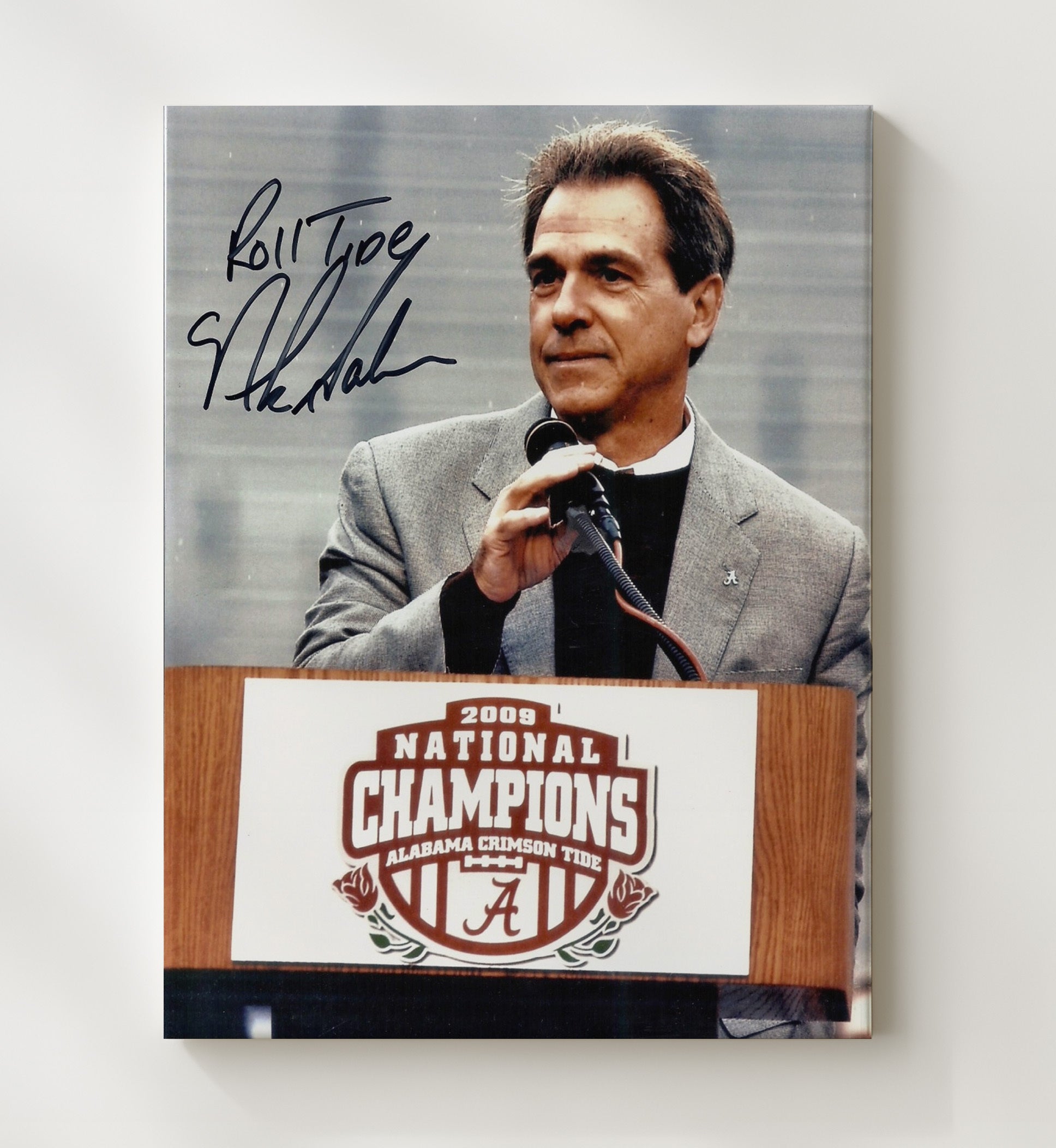 Alabama Football - Nick Saban 2009 Champs - Roll Podium Tide 8x10 Canvas college football wall art
