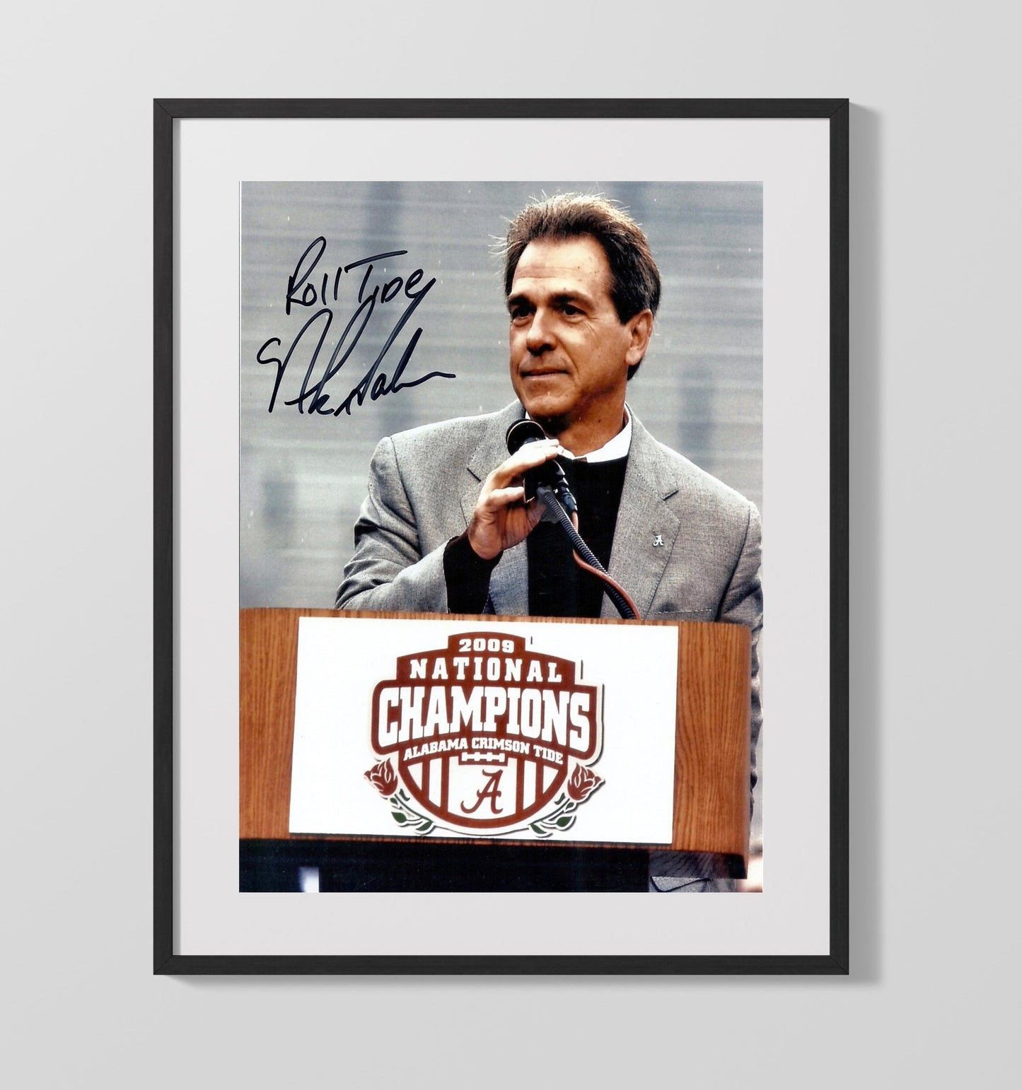 Alabama Football - Nick Saban 2009 Champs - Roll Podium Tide 8x10 Gallery Frame college football wall art