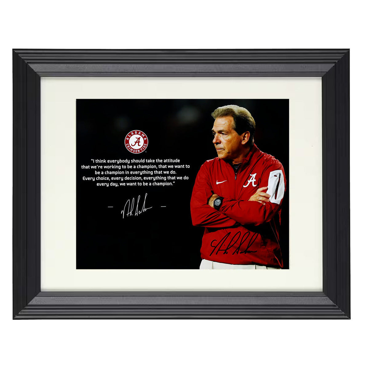 Alabama Football - Nick Saban Championship Mindset Quote Portrait 8x10 Beveled Frame college football wall art