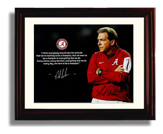 Alabama Football - Nick Saban Championship Mindset Quote Portrait 8x10 Beveled Frame college football wall art