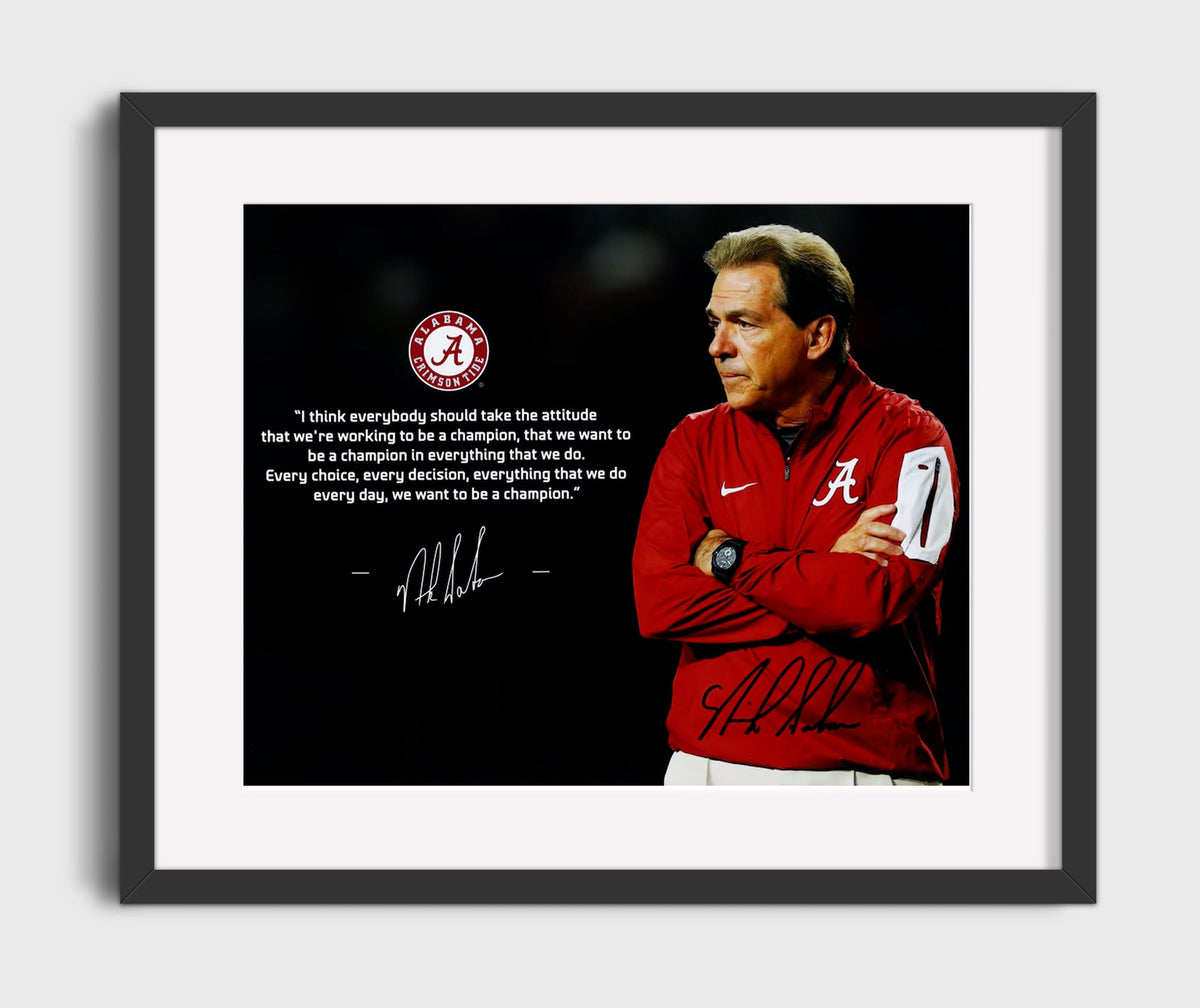 Alabama Football - Nick Saban Championship Mindset Quote Portrait 8x10 Gallery Frame college football wall art