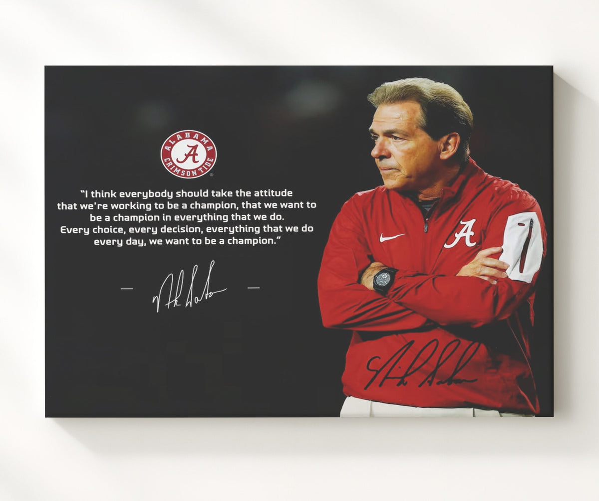 Alabama Football - Nick Saban Championship Mindset Quote Portrait 8x10 Canvas college football wall art