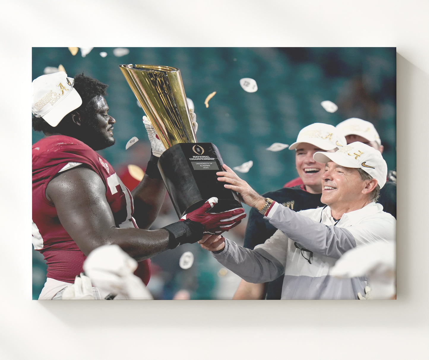 Alabama Football Nick Saban Championship Trophy 2020 College Football Wall Art 20x24 Canvas wall art print – College Football decor