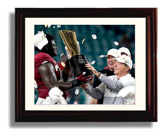 Alabama Football - Nick Saban Championship Trophy 2020 8x10 Beveled Frame college football wall art