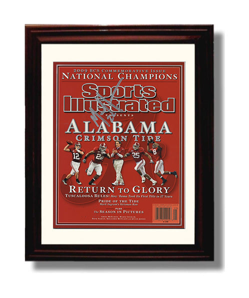 Alabama Football Nick Saban Crimson Tide Return to Glory Championship 2009 SI College Football 8x10 Beveled Frame wall art print – College Football decor