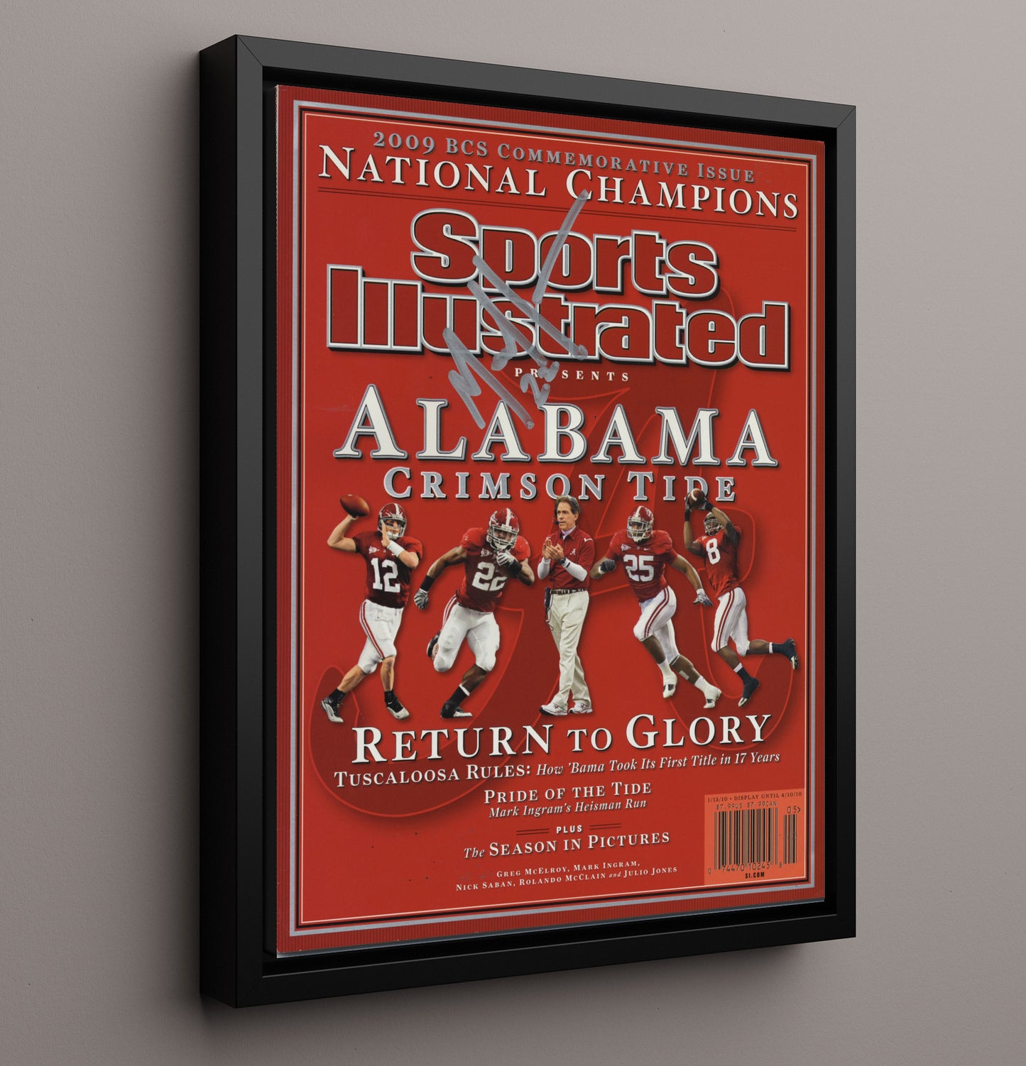 Alabama Football Nick Saban Crimson Tide Return to Glory Championship 2009 SI College Football 16x20 Framed Canvas wall art print – College Football decor