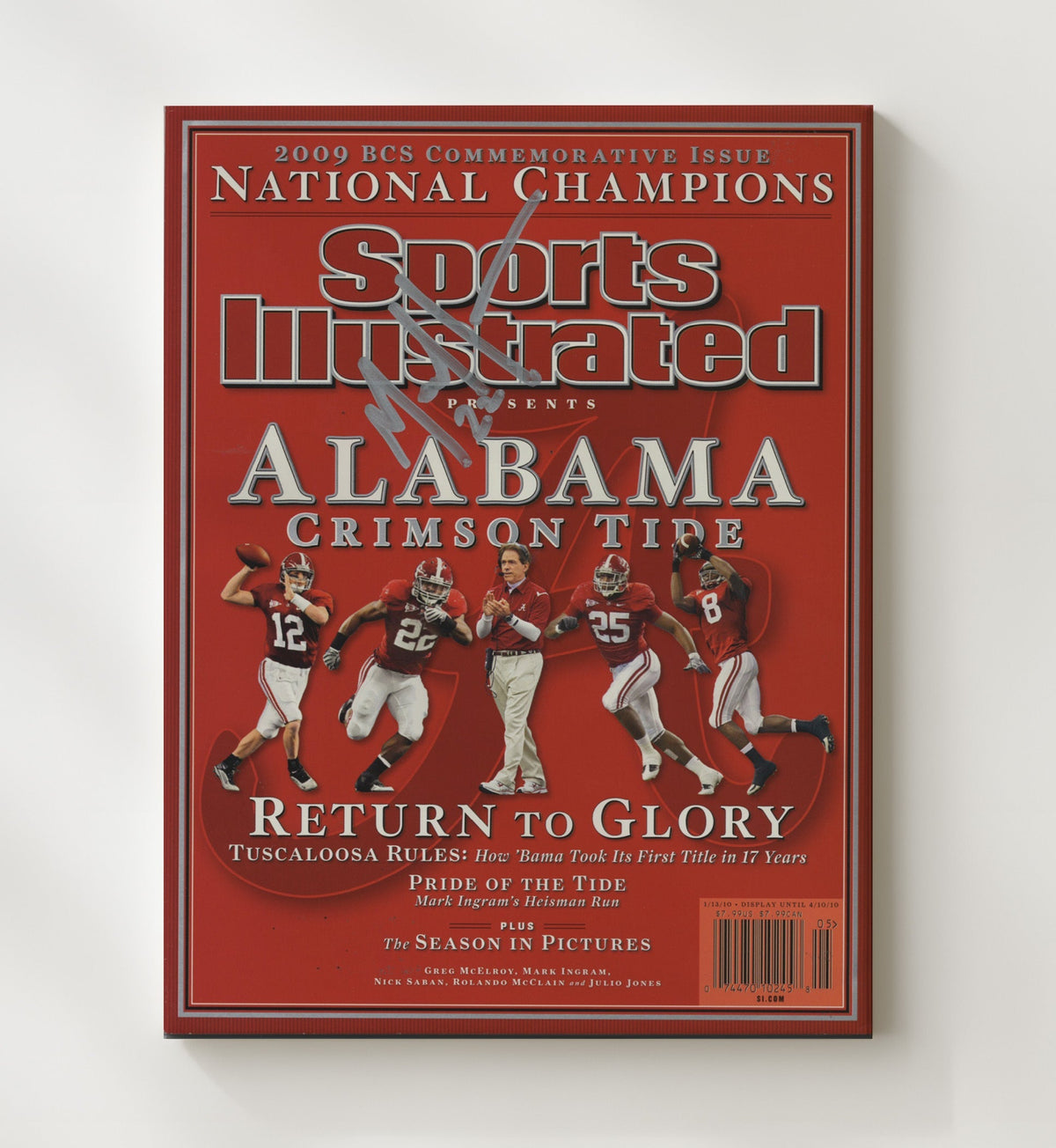 Alabama Football - Nick Saban Crimson Tide Return to Glory Championship 2009 SI 8x10 Canvas college football wall art