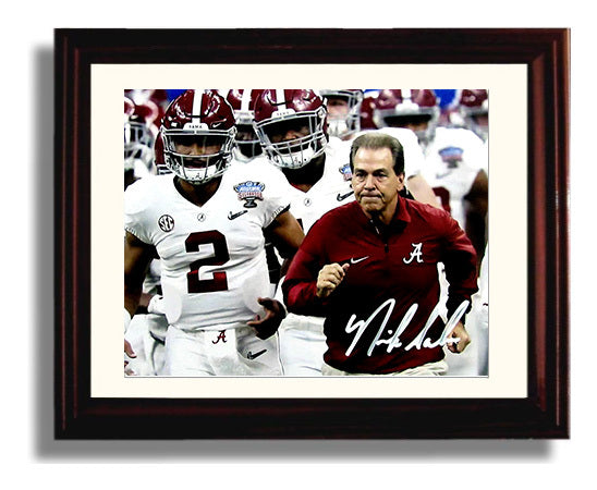 Alabama Football Nick Saban Sideline Command Game Leadership College Football Wall Art 8x10 Beveled Frame wall art print – College Football decor