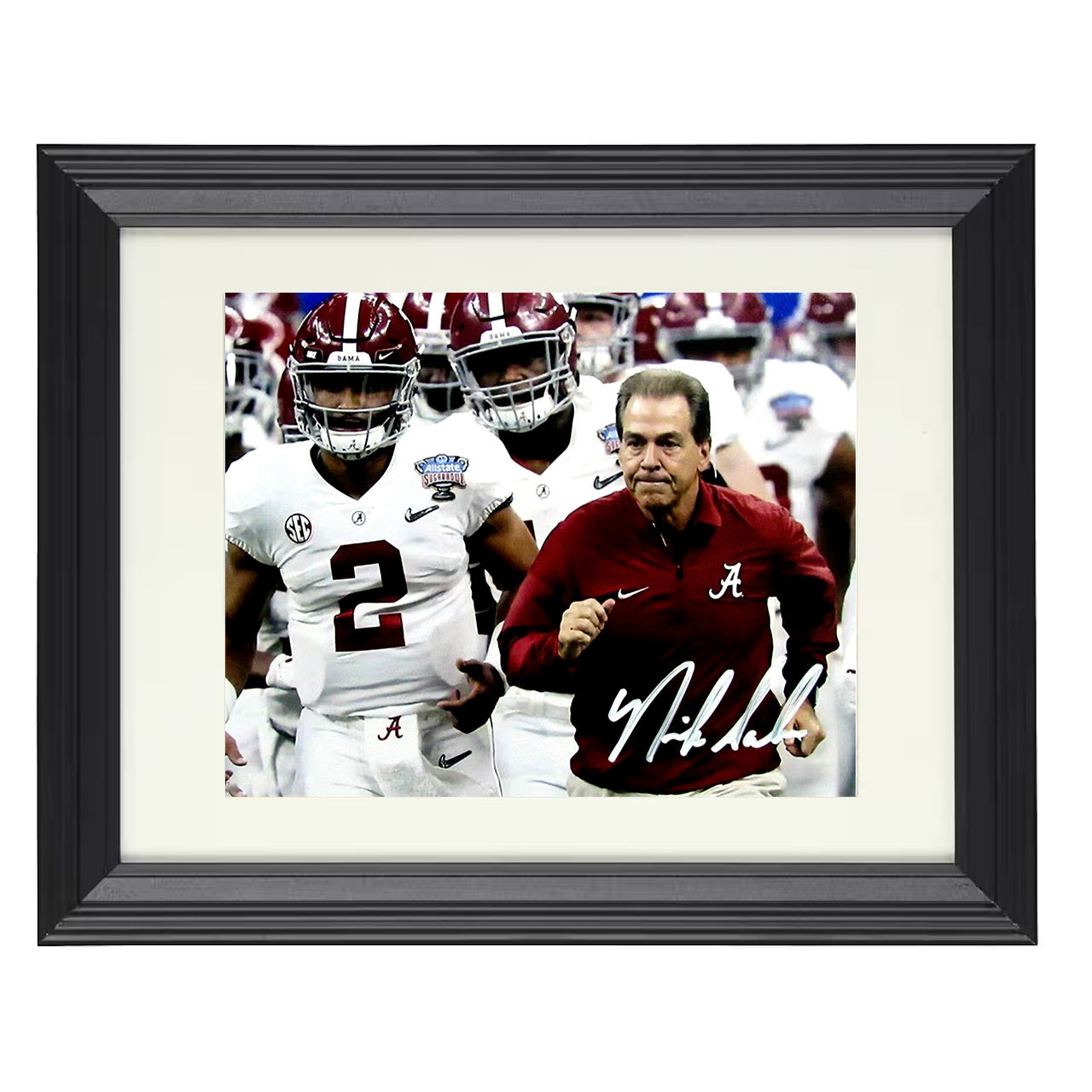 Alabama Nick Saban Sideline Command Game Leadership 8x10 black beveled frame college football wall art