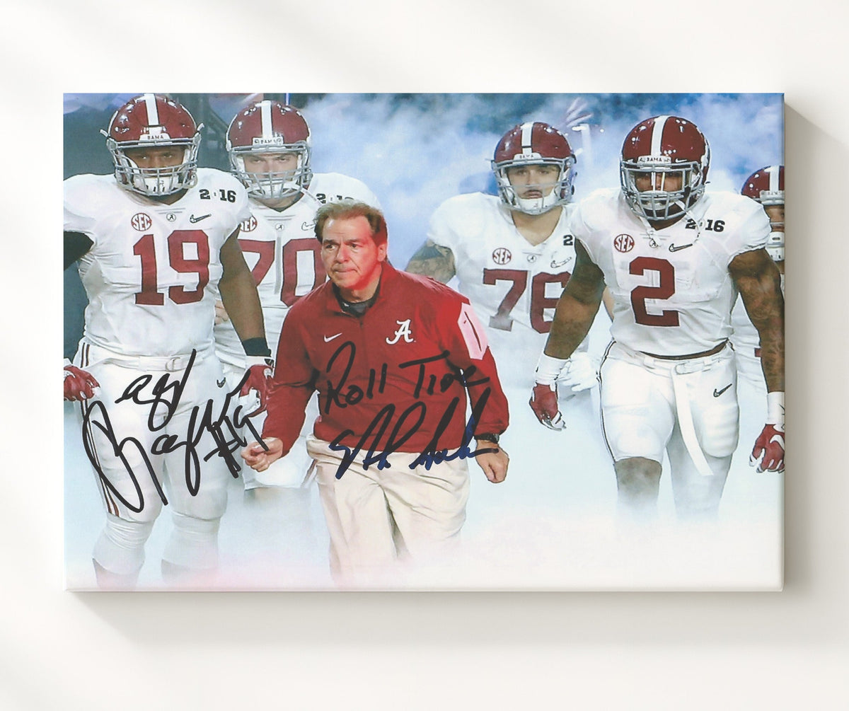 Alabama Football - Nick Saban Team Entrance Tunnel Walk with Defense 8x10 Canvas college football wall art