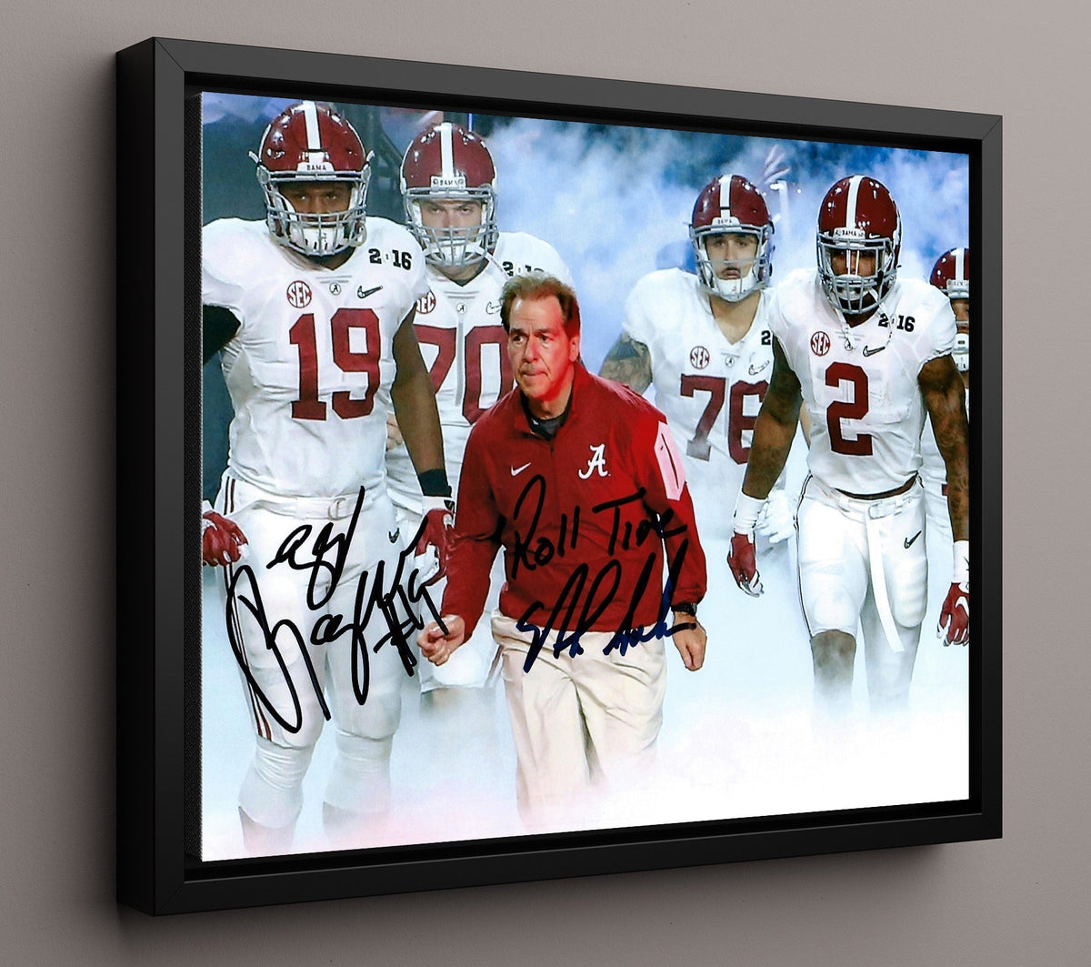 Alabama Football - Nick Saban Team Entrance Tunnel Walk with Defense 8x10 Framed Canvas college football wall art