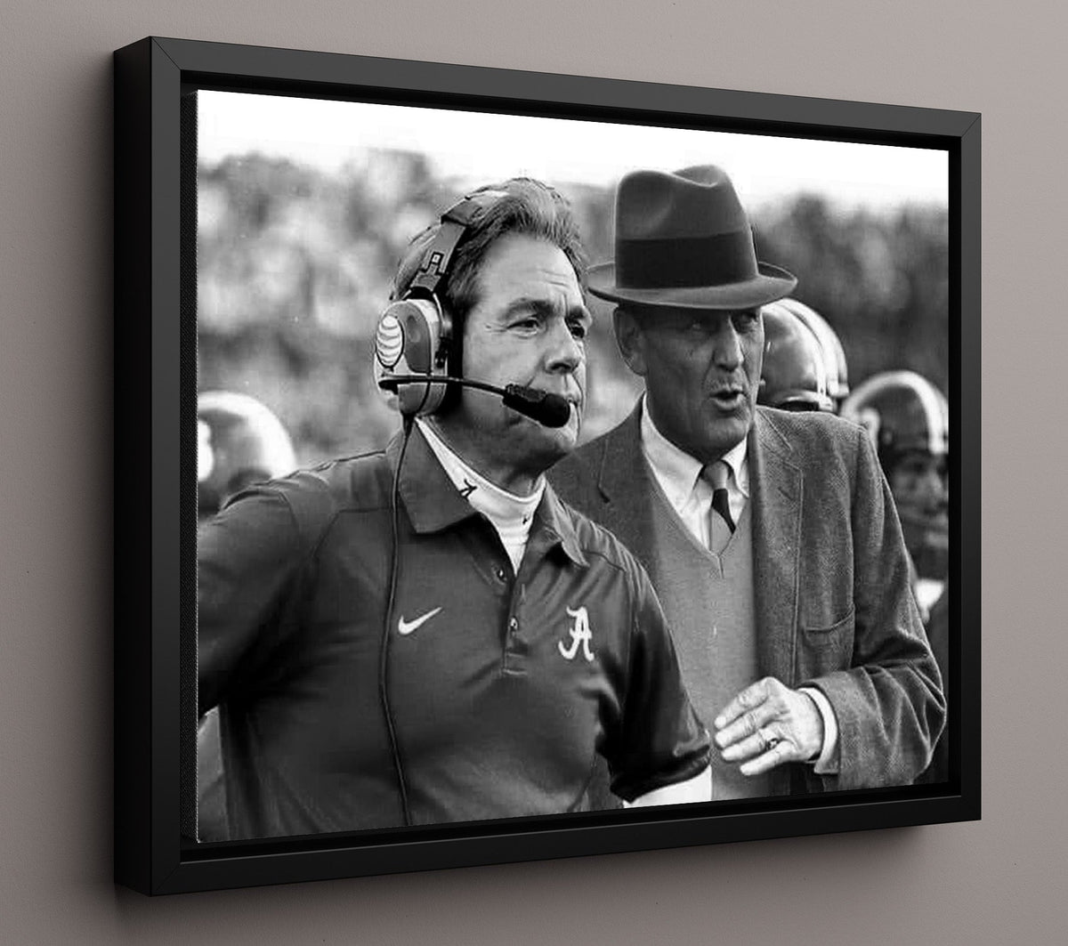 Alabama Football - Nick Saban and Bear Bryant Sideline Legacy Comparison Portrait 8x10 Framed Canvas college football wall art