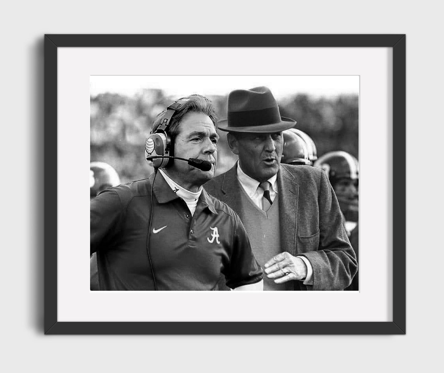 Alabama Football - Nick Saban and Bear Bryant Sideline Legacy Comparison Portrait 8x10 Gallery Frame college football wall art