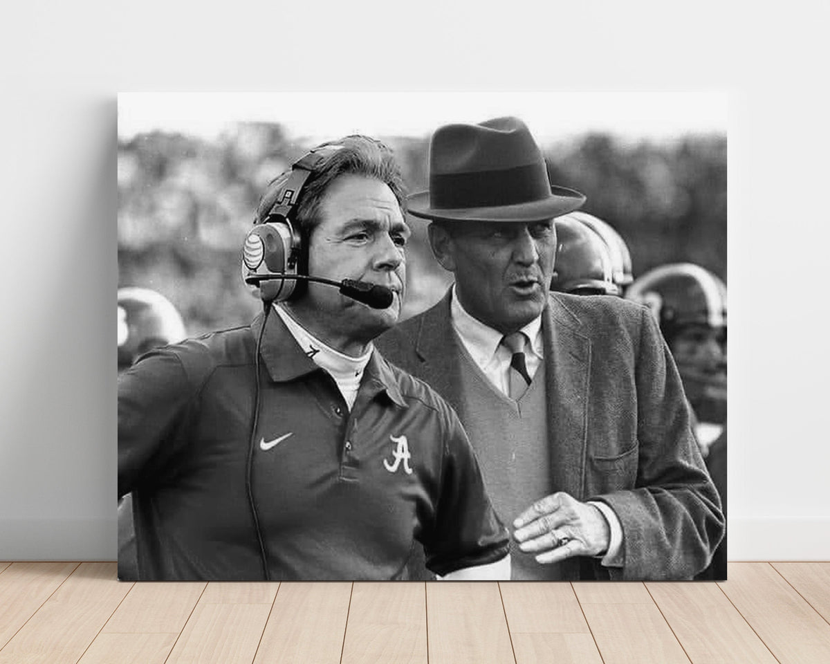 Alabama Football - Nick Saban and Bear Bryant Sideline Legacy Comparison Portrait 8x10 Unframed Print college football wall art