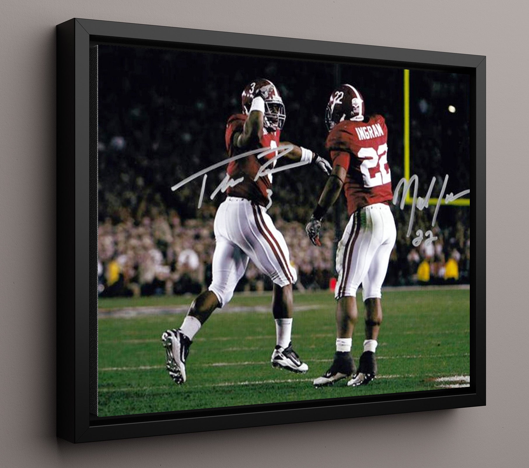 Alabama Football Richardson and Ingram Backfield Duo Power Moment College Football Wall Art 16x20 Framed Canvas wall art print – College Football decor