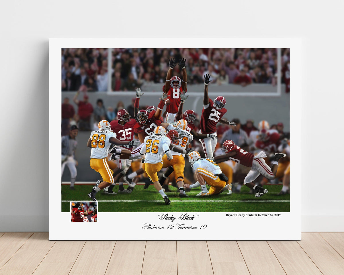Alabama Football - Rocky Block Field Goal Block vs Tennessee 2009 8x10 Unframed Print college football wall art