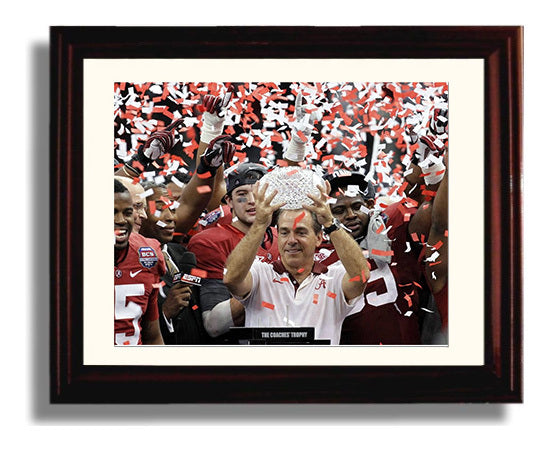 Alabama Football - Saban Championship Trophy Confetti 8x10 Beveled Frame college football wall art
