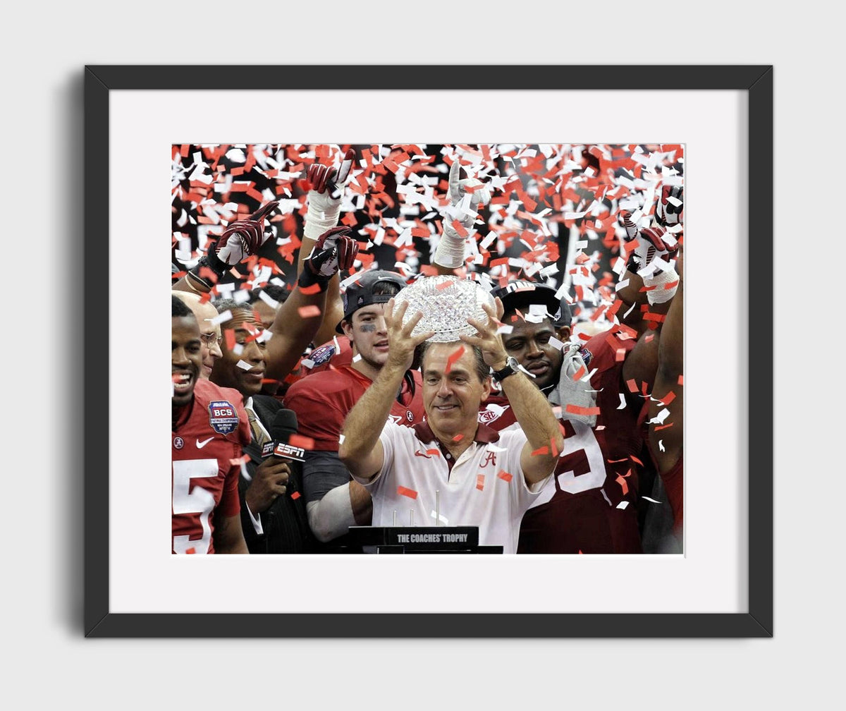 Alabama Football - Saban Championship Trophy Confetti 8x10 Gallery Frame college football wall art