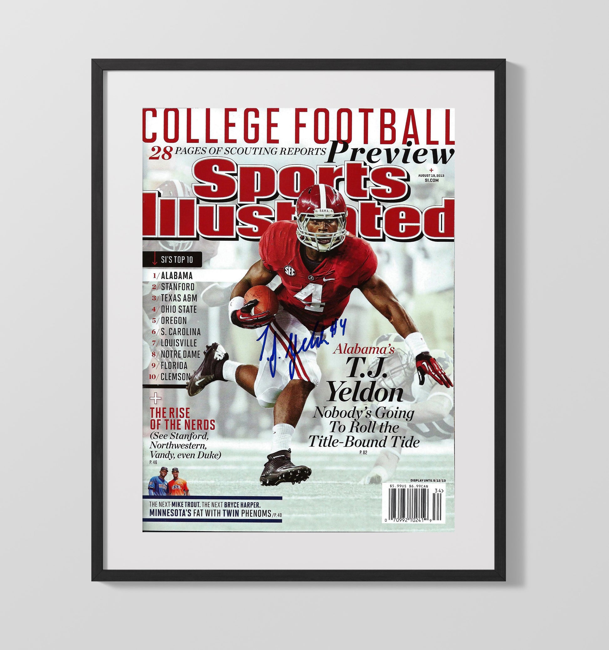 Alabama Football T.J. Yeldon Crimson Tide Title Bound Breakaway Threat 2013 SI College 16x20 Gallery Frame wall art print – College Football decor