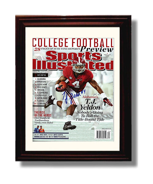 Alabama Football T.J. Yeldon Crimson Tide Title Bound Breakaway Threat 2013 SI College 8x10 Beveled Frame wall art print – College Football decor