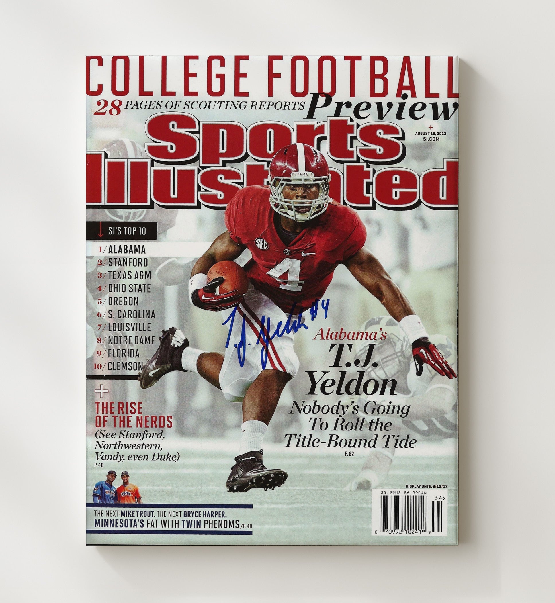 Alabama Football - T.J. Yeldon Crimson Tide Title Bound Breakaway Threat 2013 SI 8x10 Canvas college football wall art