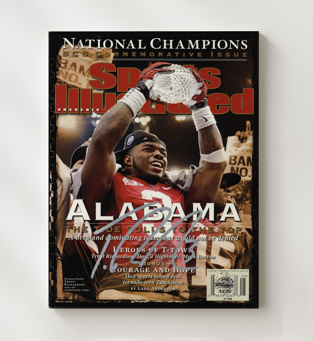 Alabama Football - Trent Richardson - Tide Rolls to the Top 8x10 Canvas college football wall art
