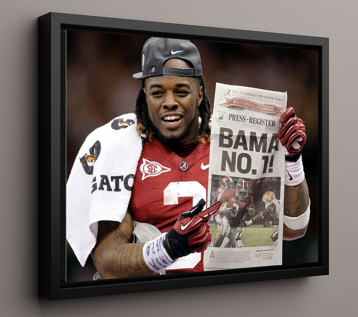 Alabama Football - Trent Richardson Bama No 1 Celebration Moment 8x10 Framed Canvas college football wall art