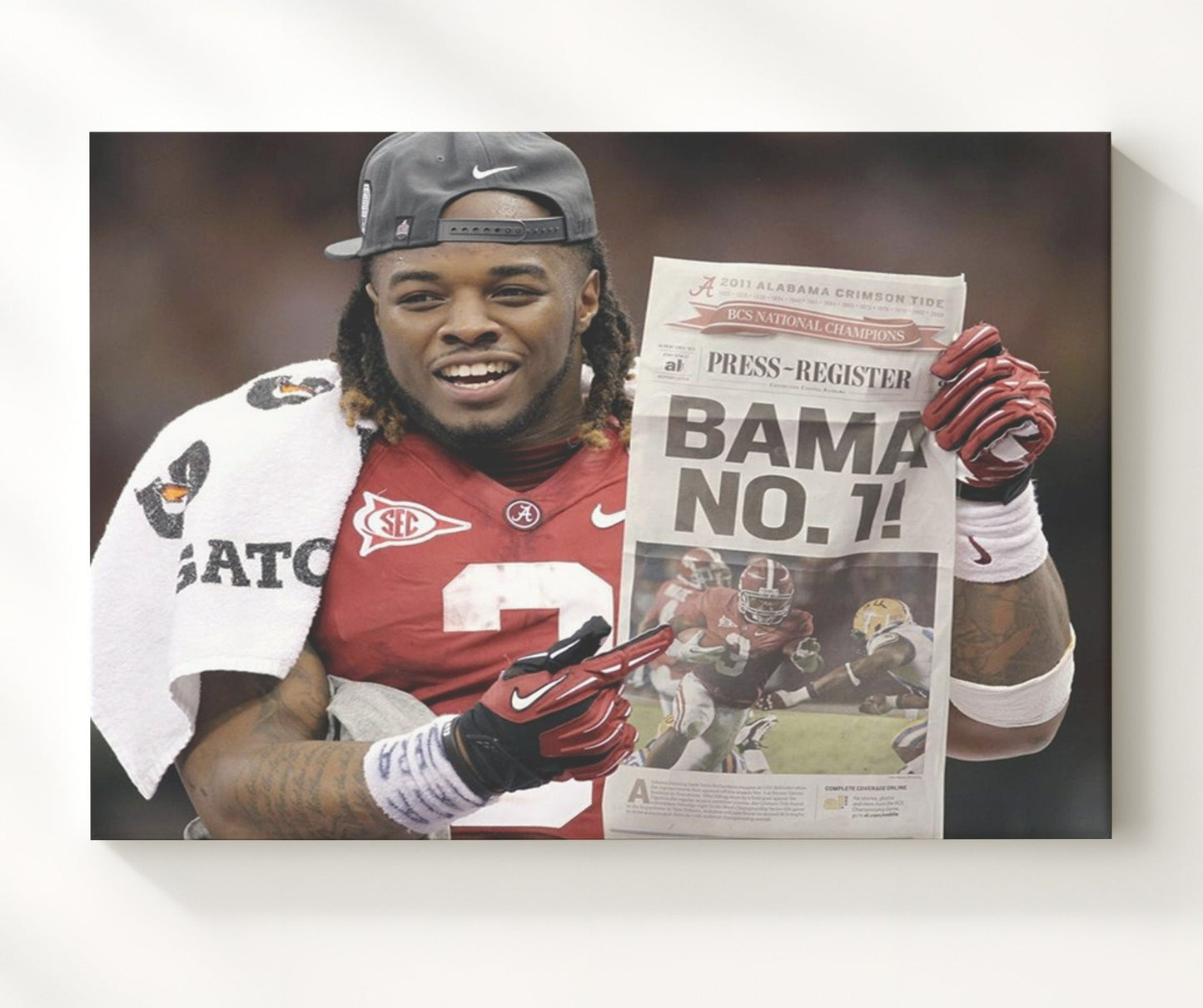 Alabama Football - Trent Richardson Bama No 1 Celebration Moment 8x10 Canvas college football wall art
