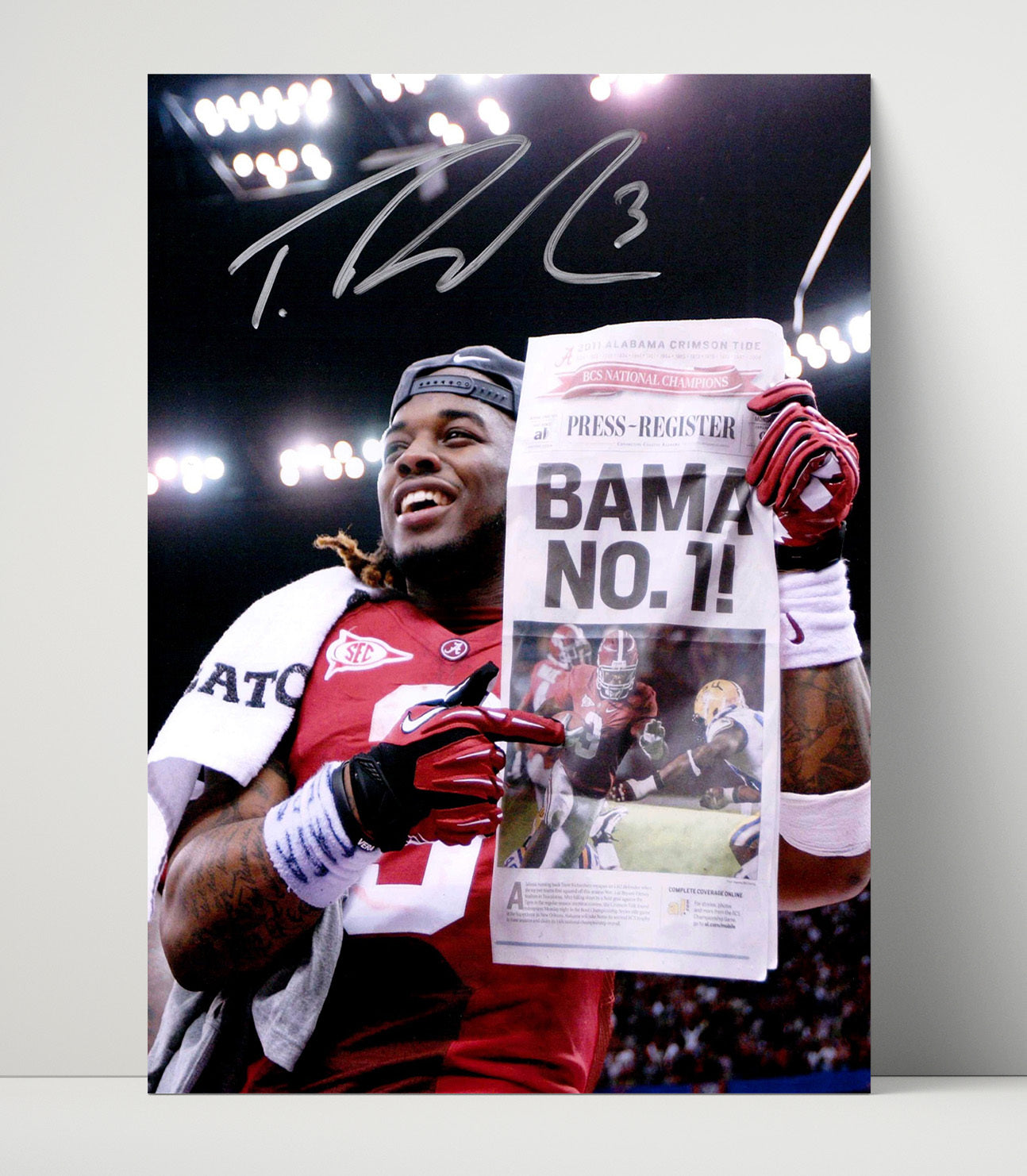 Alabama Football Trent Richardson Bama No 1 Victory Moment College Football Wall Art 16x20 Unframed Print wall art print – College Football decor