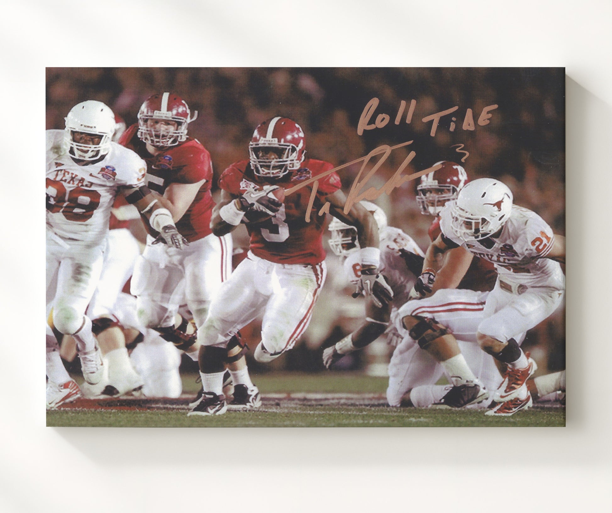 Alabama Football Trent Richardson Dominant Run 2013 College Football Wall Art 20x24 Canvas wall art print – College Football decor