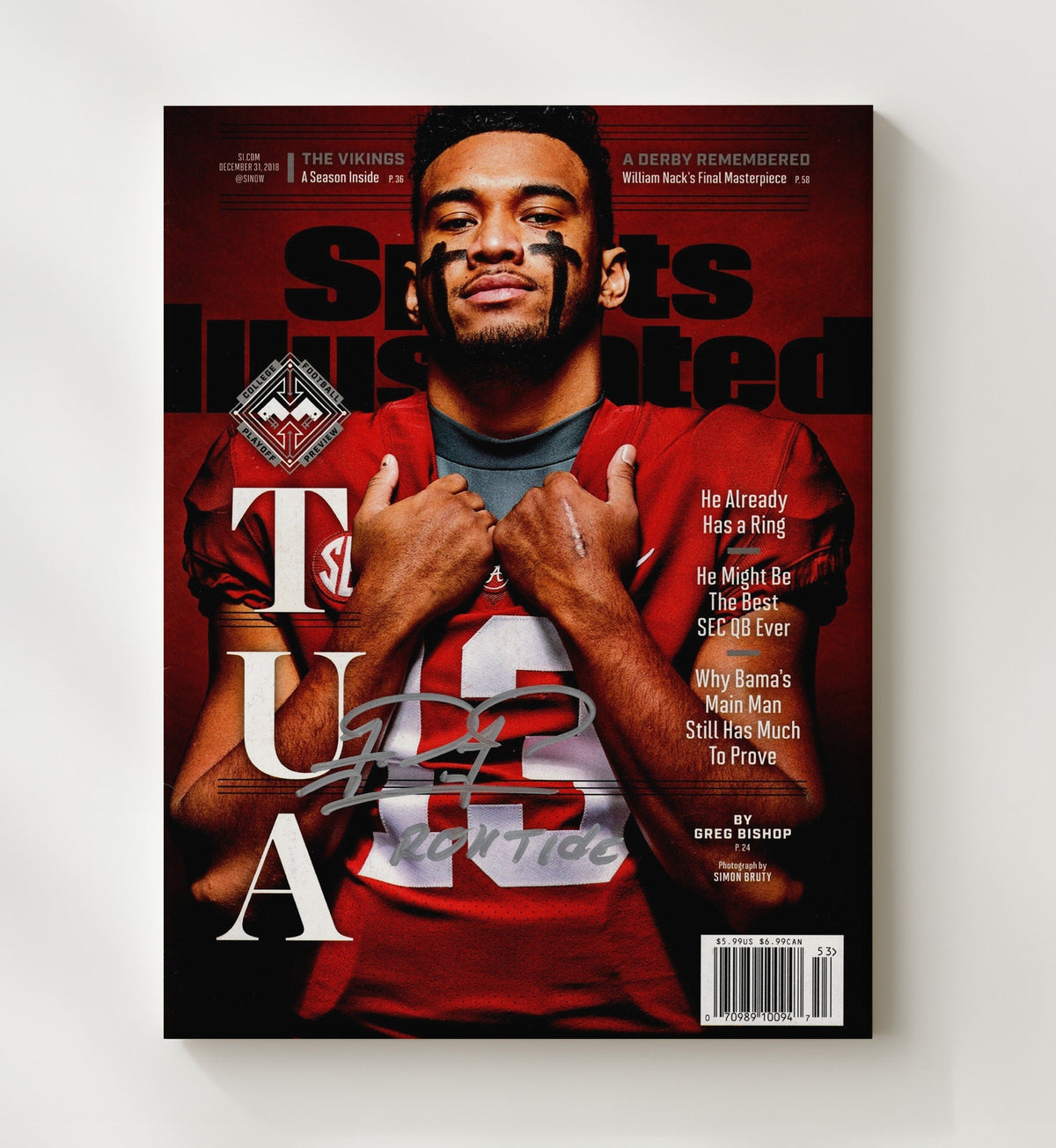 Alabama Football - Tua Tagovailoa - Roll Tide Legacy 8x10 Canvas college football wall art