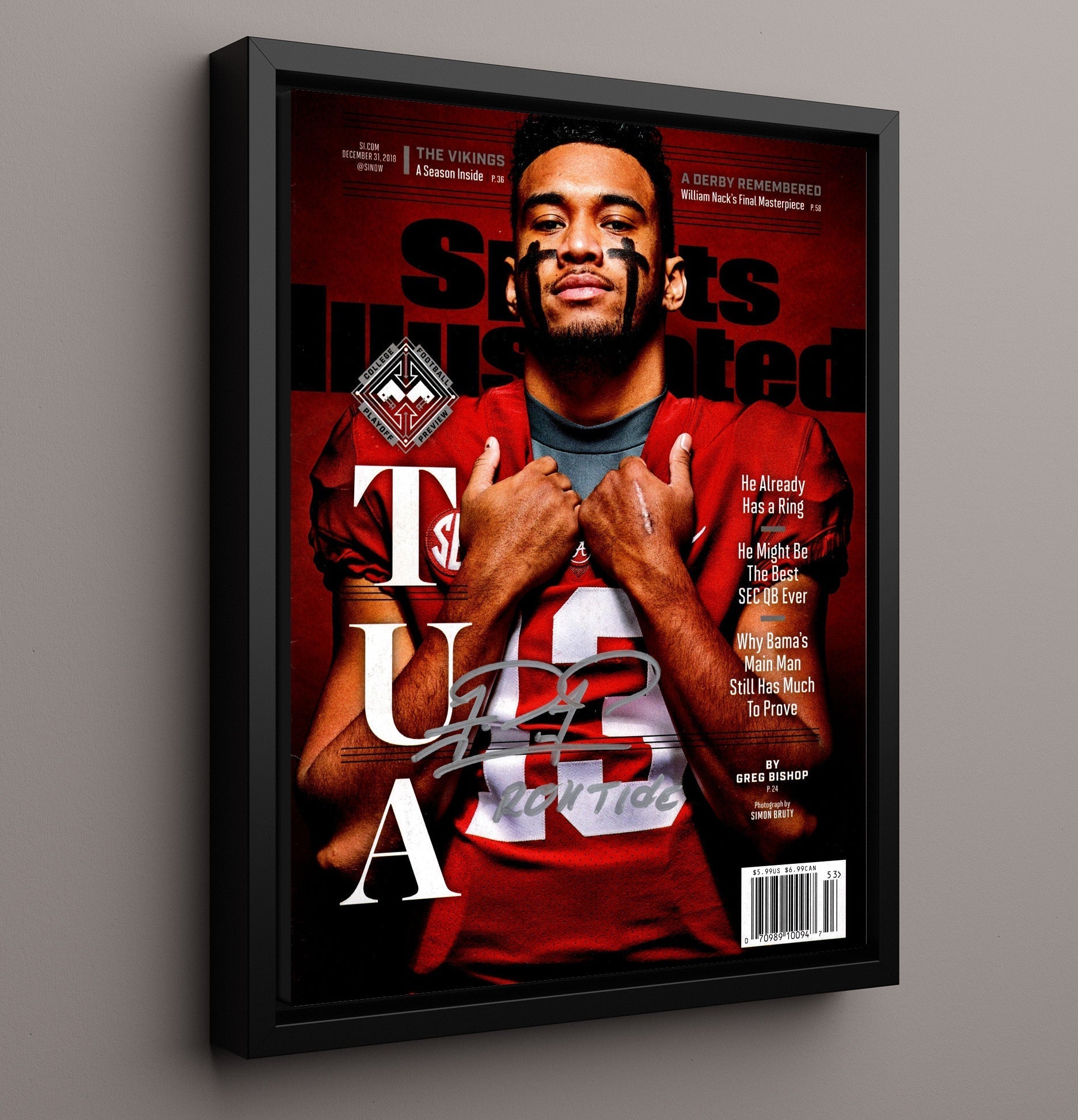 Alabama Football - Tua Tagovailoa - Roll Tide Legacy 8x10 Framed Canvas college football wall art