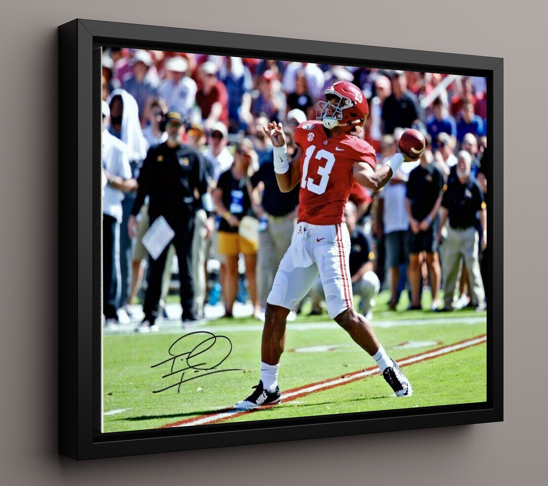Alabama Football - Tua Tagovailoa Dropback Pass 8x10 Framed Canvas college football wall art