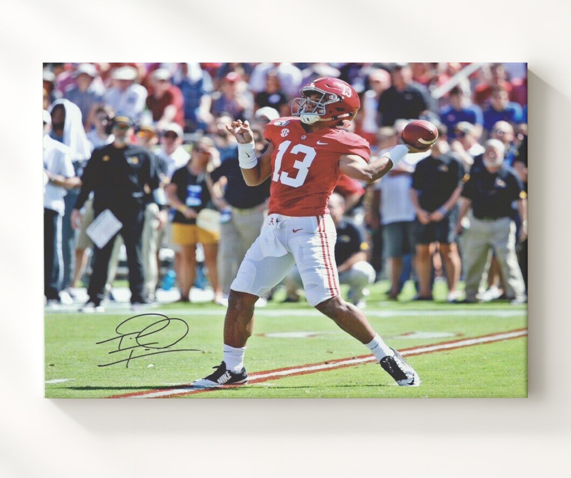 Alabama Football - Tua Tagovailoa Dropback Pass 8x10 Canvas college football wall art