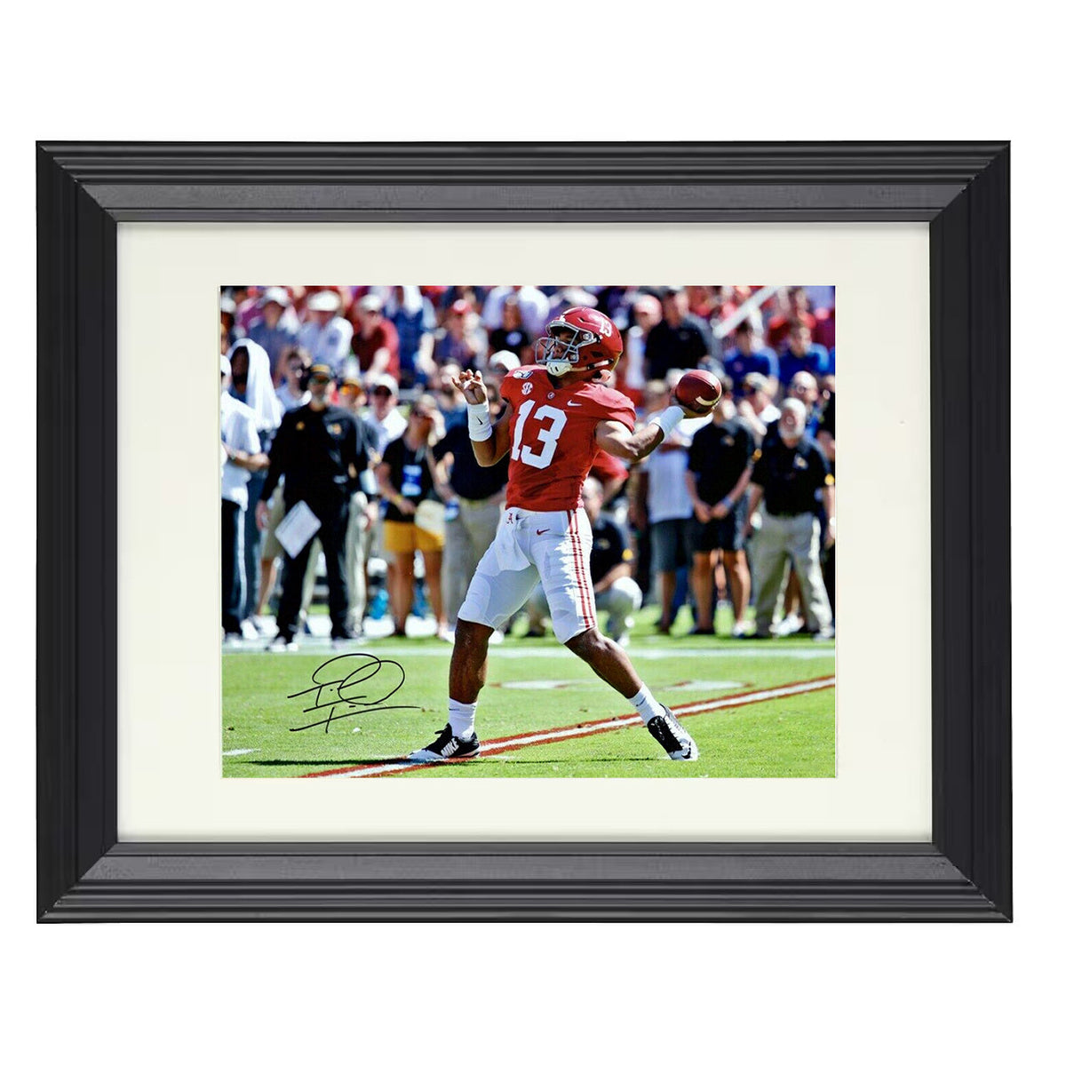 Alabama Football - Tua Tagovailoa Dropback Pass 8x10 Beveled Frame college football wall art