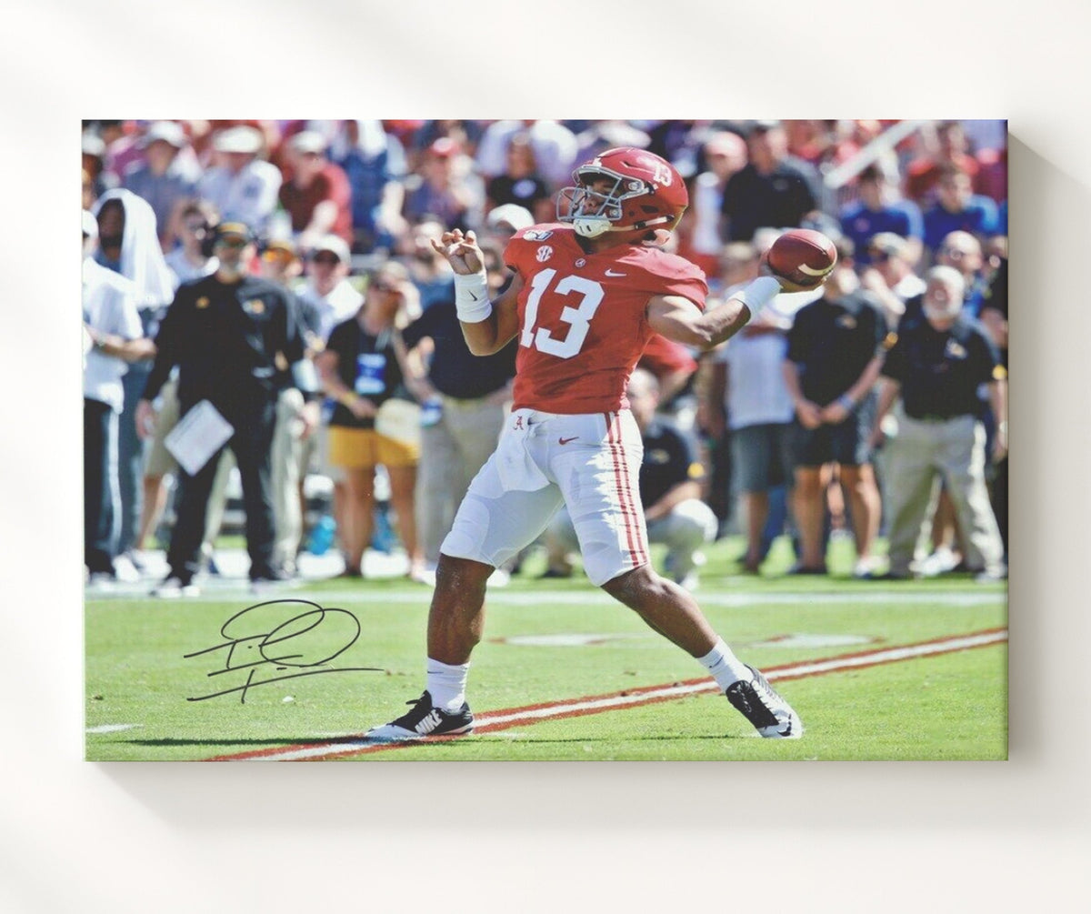 Alabama Football - Tua Tagovailoa Dropback Pass 8x10 Canvas college football wall art