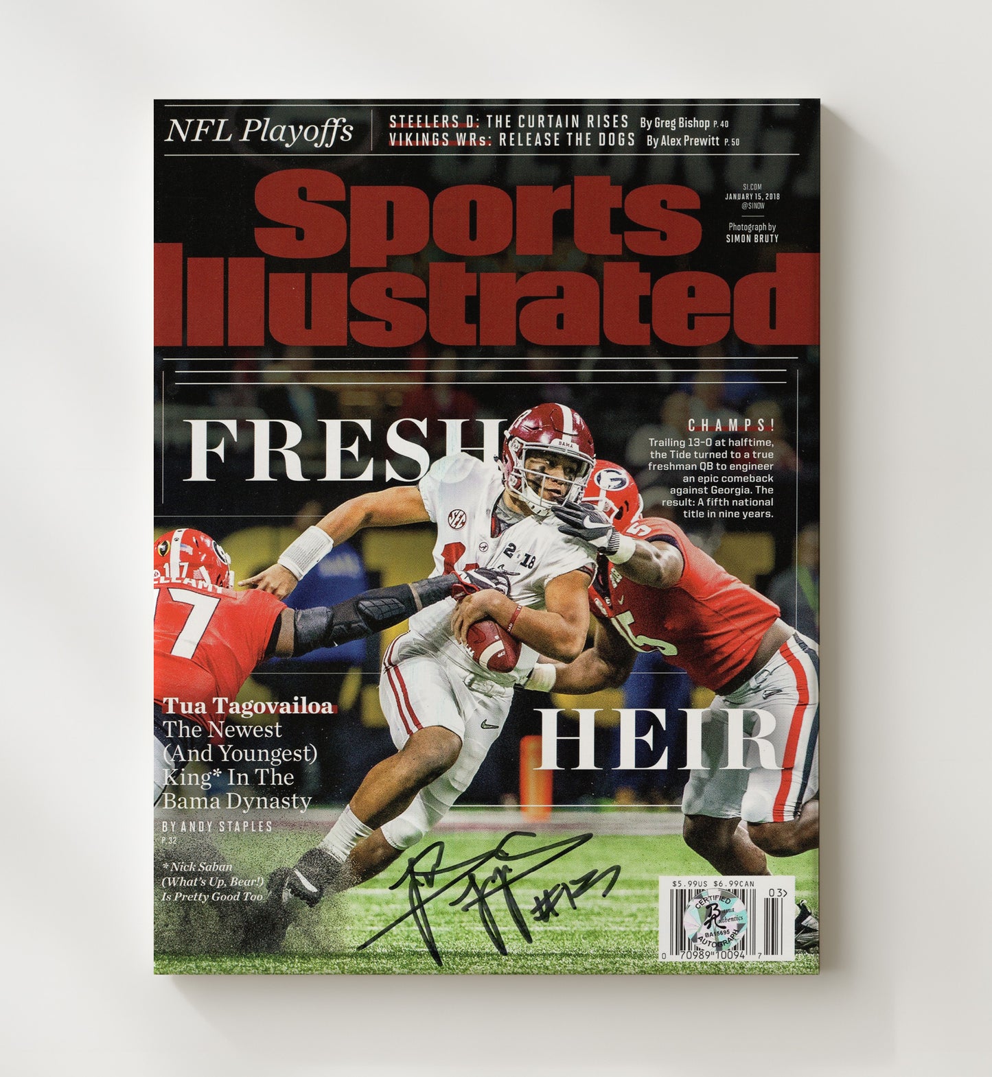 Alabama Football Tua Tagovailoa Fresh Heir Dynasty Builder College Football Wall Art 20x24 Canvas wall art print – College Football decor