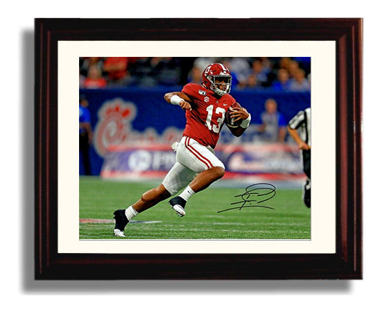 Alabama Football - Tua Tagovailoa Rollout Throw on the Run 8x10 Beveled Frame college football wall art
