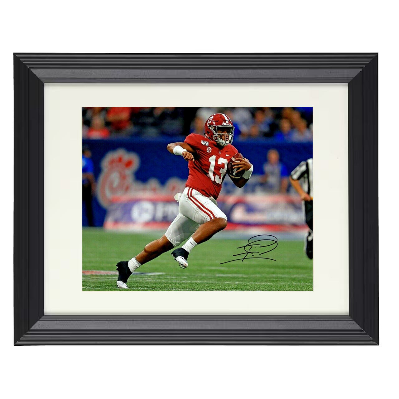 Alabama Football Tua Tagovailoa Rollout Throw on the Run 8x10 black beveled frame college football wall art