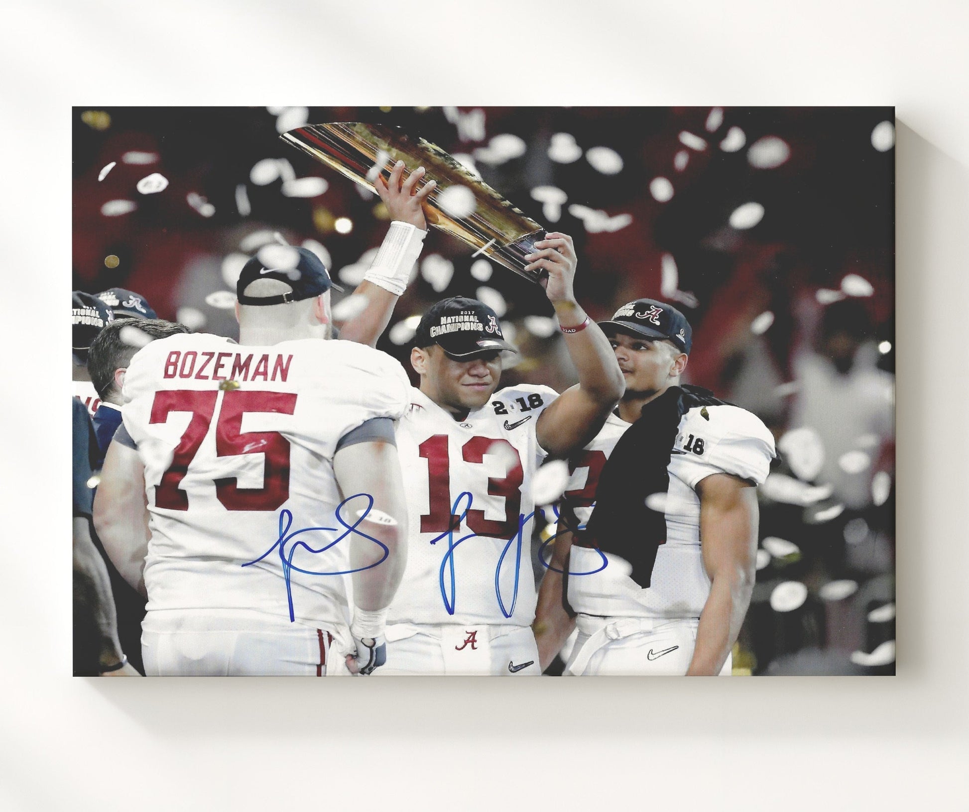 Alabama Football - Tua Tagovailoa Trophy Celebration Confetti Championship Moment 8x10 Canvas college football wall art