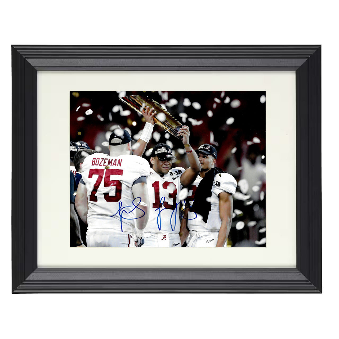 Alabama Football Tua Tagovailoa Trophy Celebration Confetti 8x10 black beveled frame college football wall art